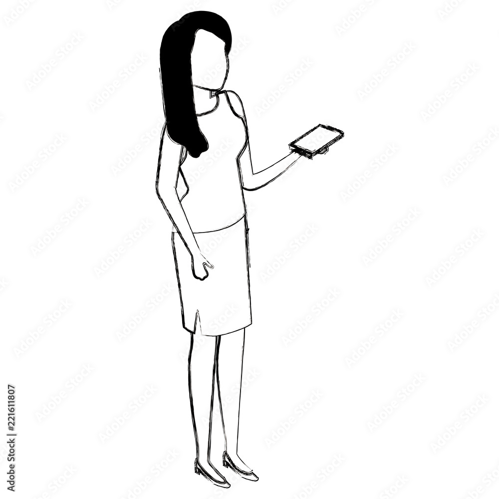 woman using smartphone with speech bubble woman using smartphone with speech bubble