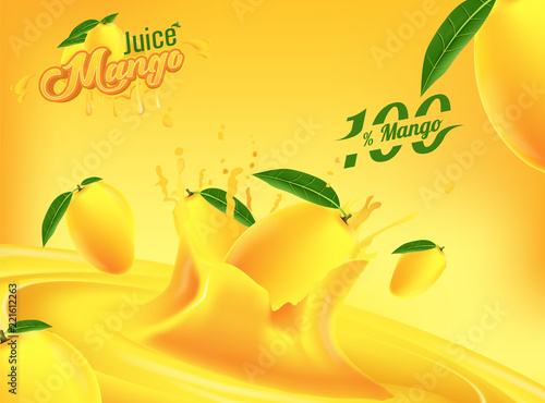 Mango Juice Advertising Banner Ads Vector Template Design