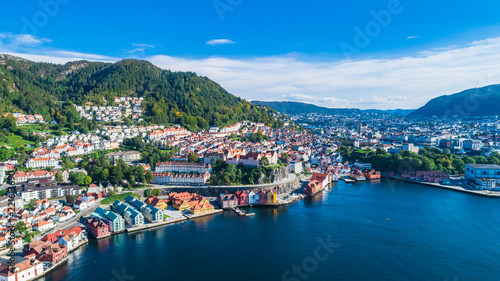 Bergen old town aerial view. Bergen  Norway.