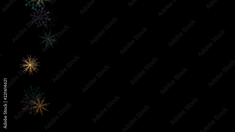 Fototapeta premium Abstract background with a variety of colorful snowflakes. Big and small.