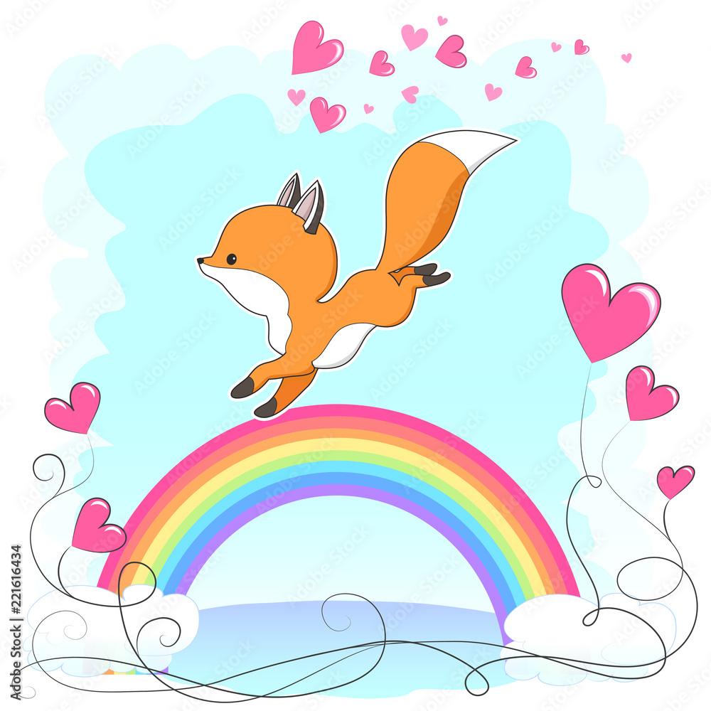 Vector red fox hand drawn cartoon illustration Vector red fox hand drawn cartoon illustration