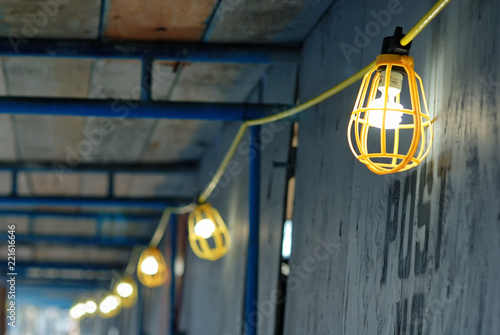 Covered barrier with the lights on at a construction site photo