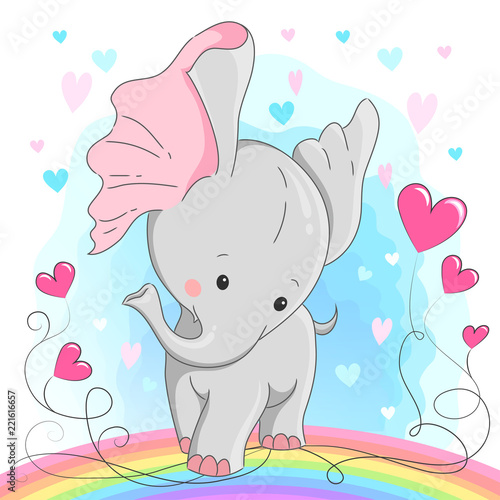 Cute baby elephant with hearts