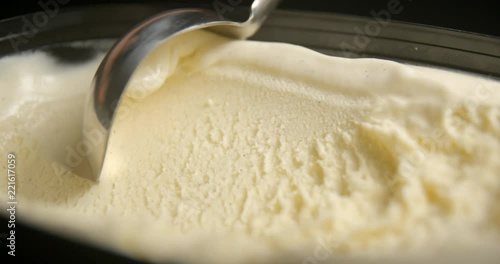 Vanilla ice cream serving slow motion