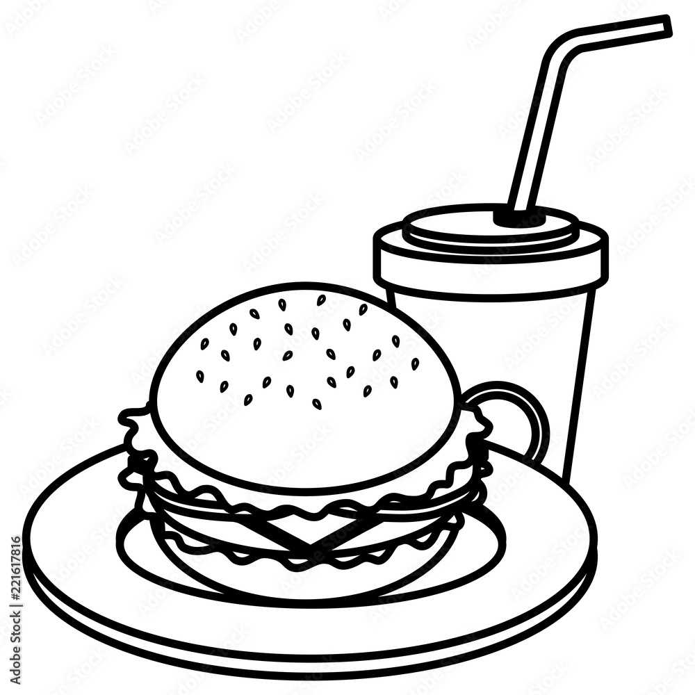 delicious burger with soda delicious burger with soda
