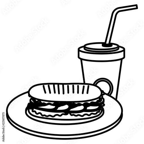 delicious sandwish and soda