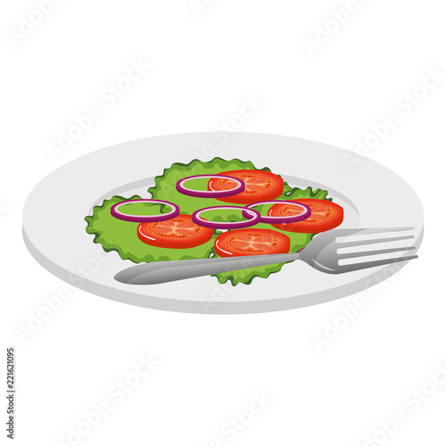 dish with vegetables and fork