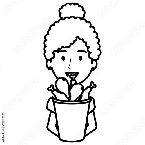 woman with chicken thighs in pot