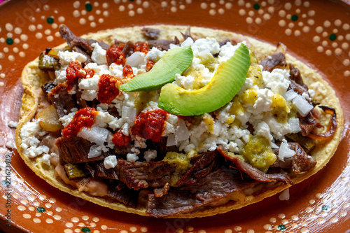 Mexican huarache of cecina beef photo