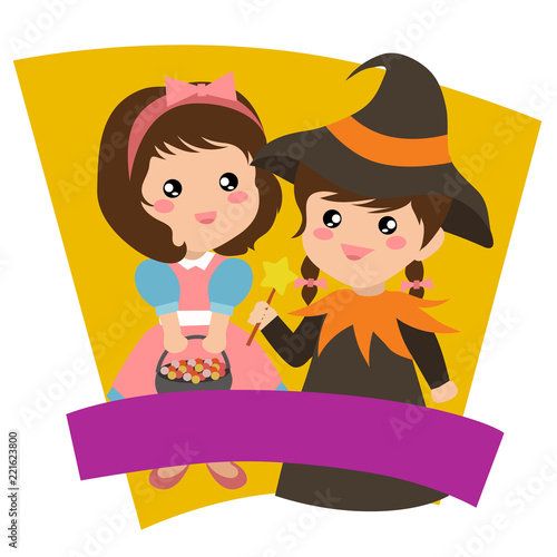 cute halloween snow white and sorceress