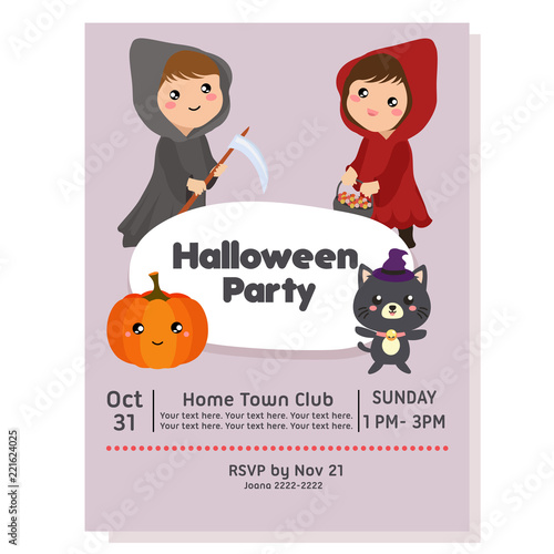 halloween party poster with reed hood costume