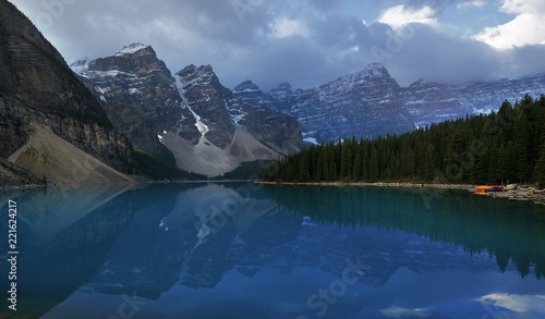 Beautiful Moraine Lake situated in the Valley of Ten Peaks, Alberta, Canada.