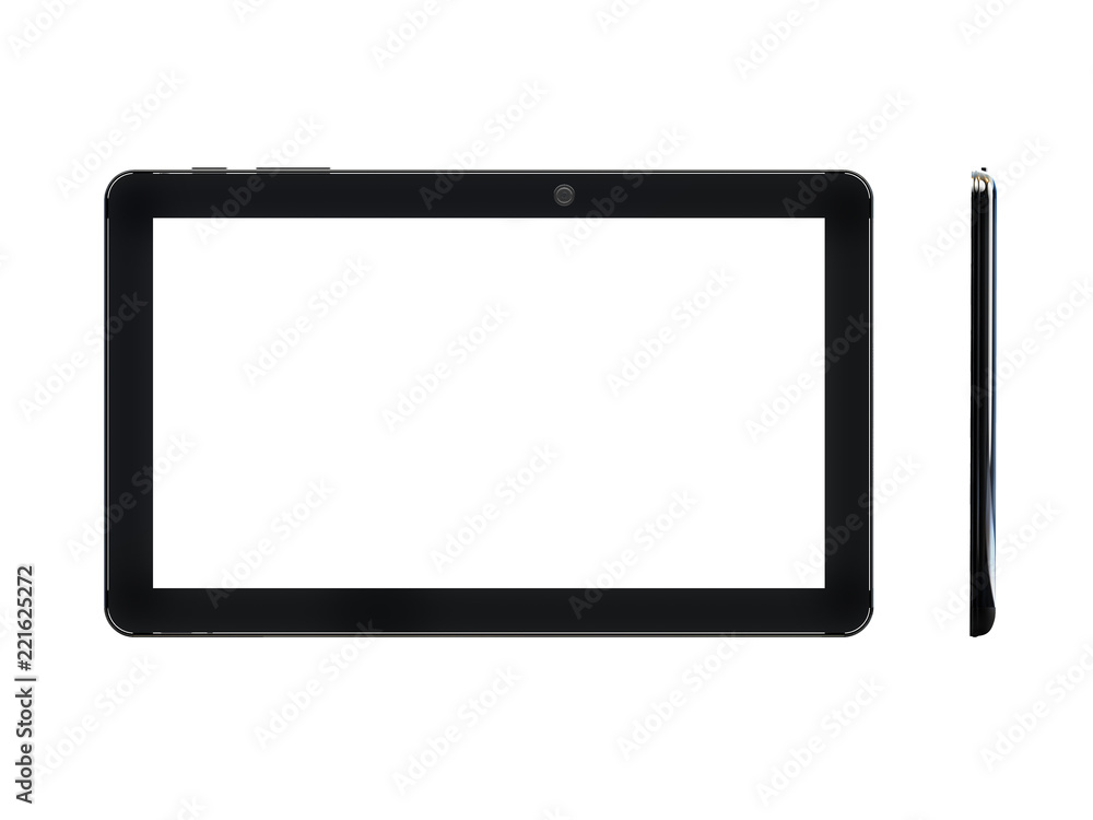 Electronic computer in two angles on white background. 3D rendering. Electronic computer in two angles on white background. 3D rendering.