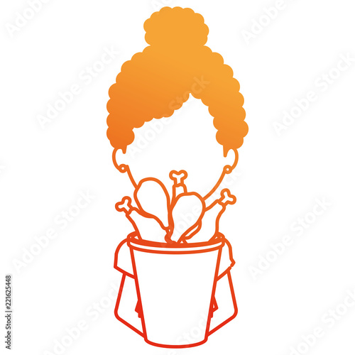 woman with chicken thighs in pot
