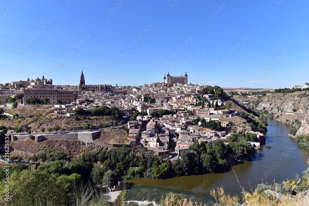 Panorama of Toledo in Spain with the river Tagus