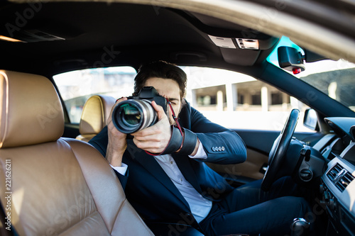Fotografie Private detective investigating secret case.