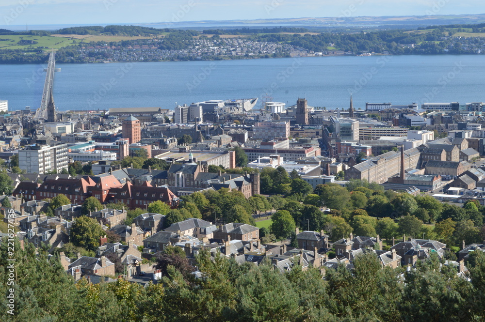 Views over Dundee and the River Tay, Scotland from The Law, September 2018