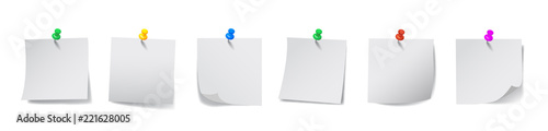 Set white sticky papers - stock vector
