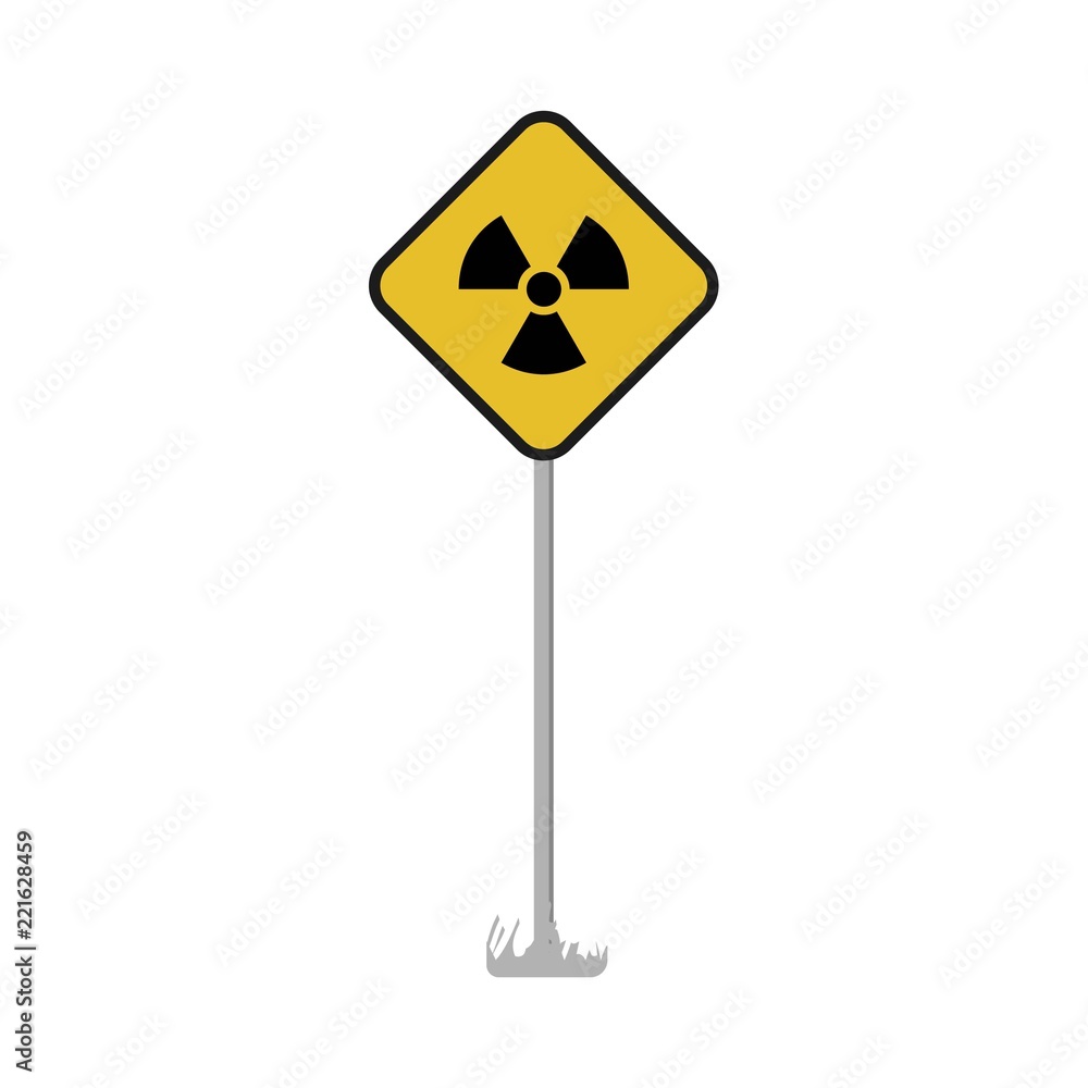 Warning nuclear radioactive Road sign. Vector illustration Warning nuclear radioactive Road sign. Vector illustration