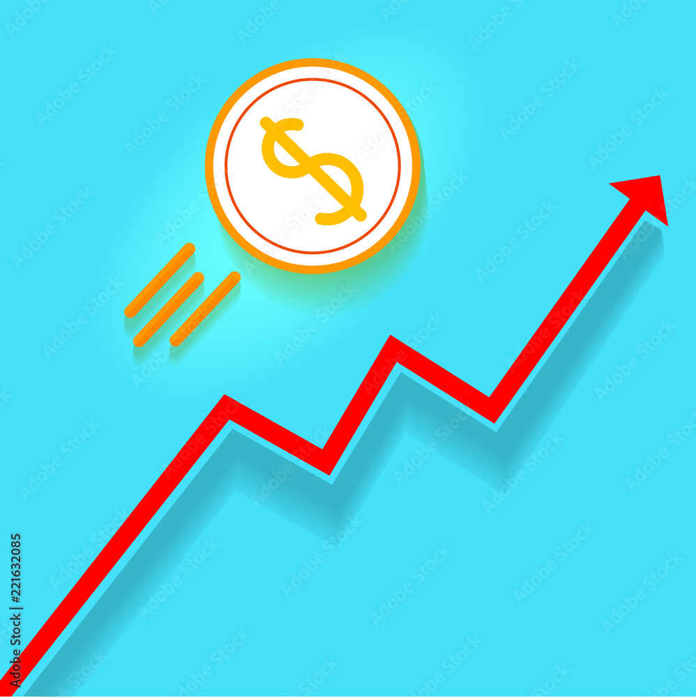 simple paper cut syle illustration fast raising or moving dollar at blue background simple paper cut syle illustration fast raising or moving dollar at blue background