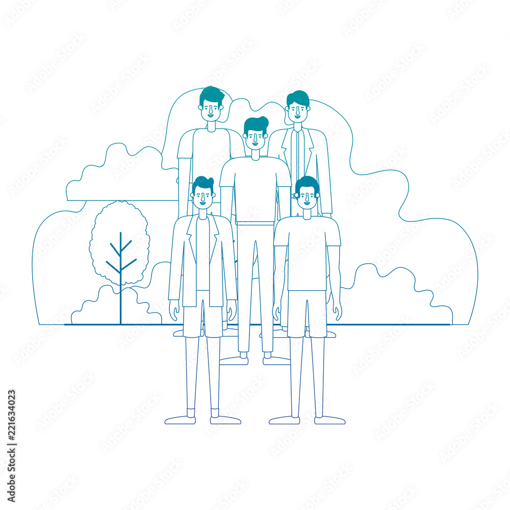 group of men in the landscape scene group of men in the landscape scene