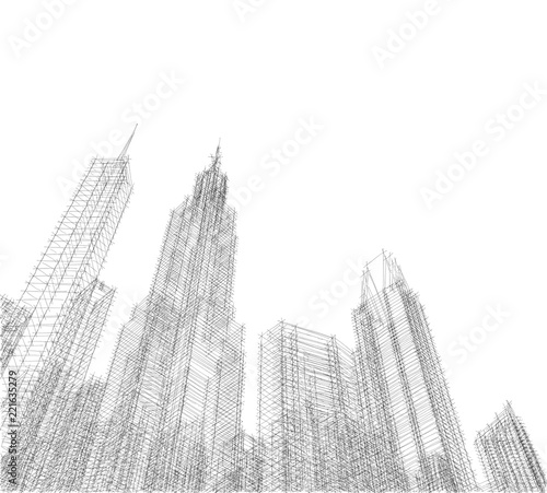 city buildigs sketch 3d illustration photo