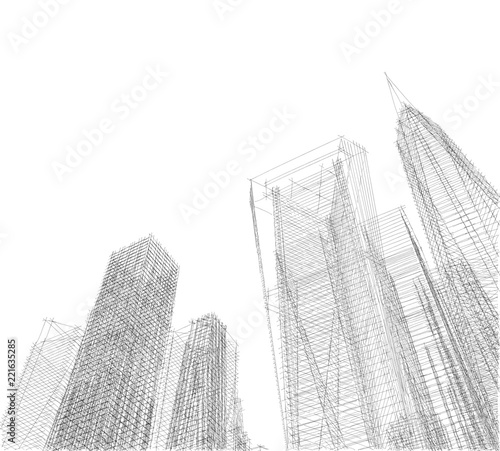 city buildigs sketch 3d illustration photo