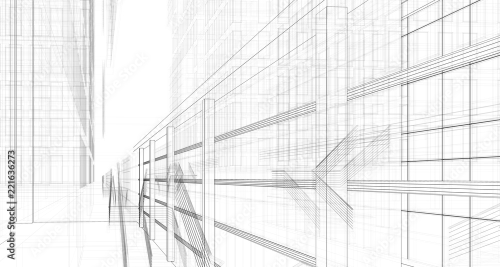 concept architecture 3d illustration - obrazy, fototapety, plakaty 