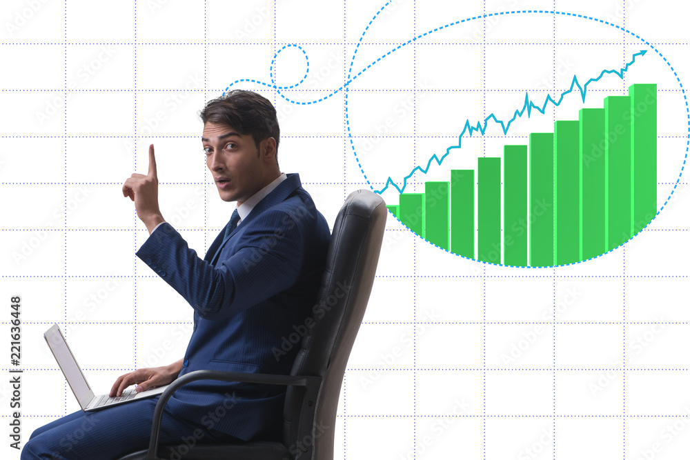 Businessman dreaming of economy and market recovery growth Businessman dreaming of economy and market recovery growth