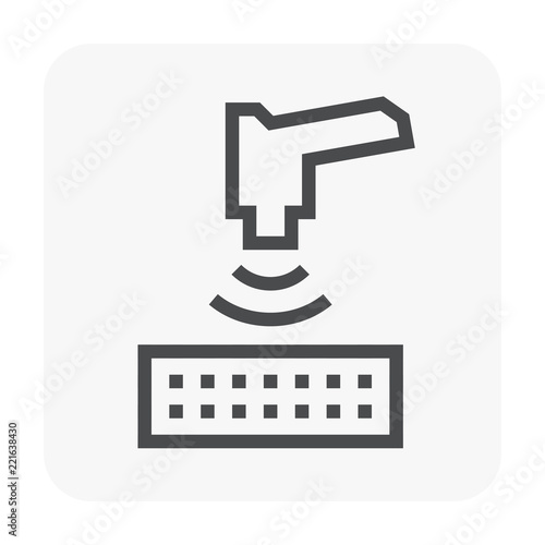 Soil x-ray spectroscopy vector icon to using portable handheld scientific measurement or instrument. May called XRF fluorescence, spectrometer for analysis, test and study geotechnical engineering.