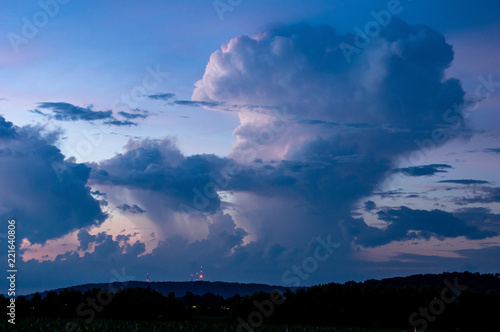 Photography Cumulonimbus Clouds Reflecting the Last Glows of the Sun