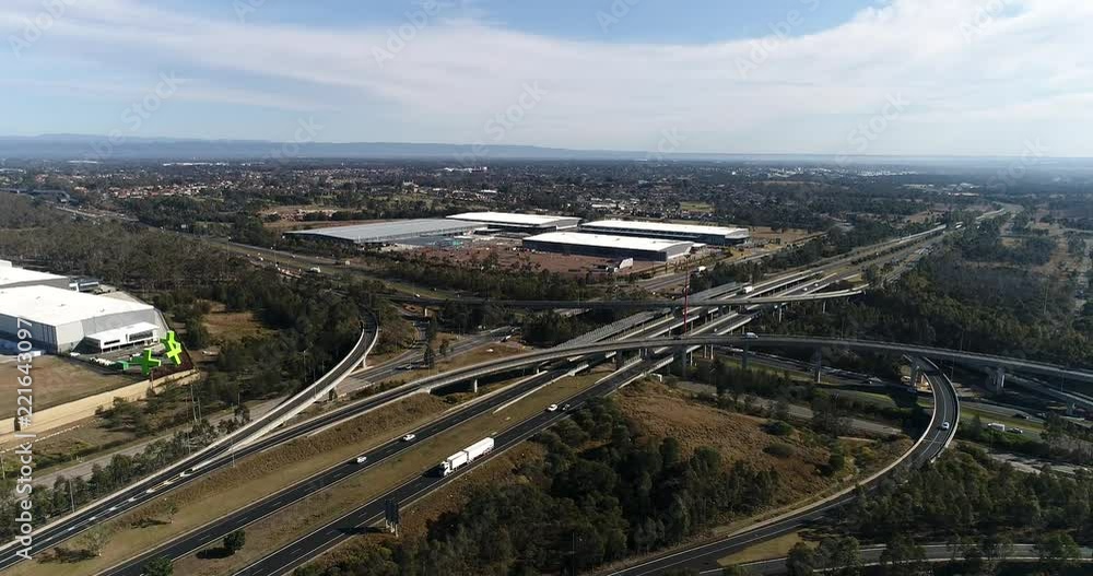 Lighthorse intersection between M4 and M7 motorway in Western Sydney – massive multi-lane highways with multi-level junctions.
Lighthorse intersection between M4 and M7 motorway in Western Sydney – massive multi-lane highways with multi-level junctions.