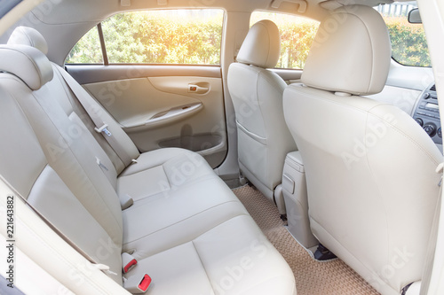Back passenger seats in modern luxury car