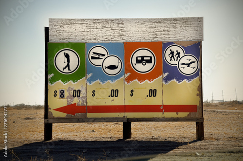 sign near beach at salton sea