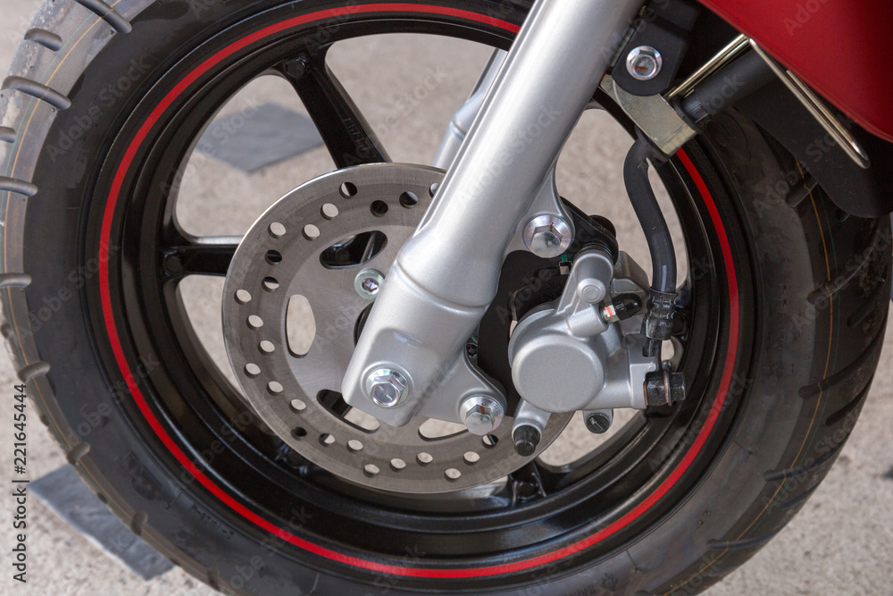 Front wheel of a sports motorcycle Front wheel of a sports motorcycle