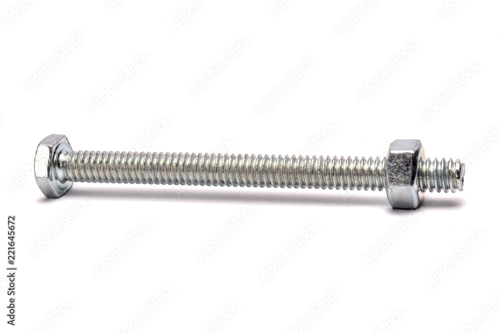 Bolt and nut on a white background Bolt and nut on a white background