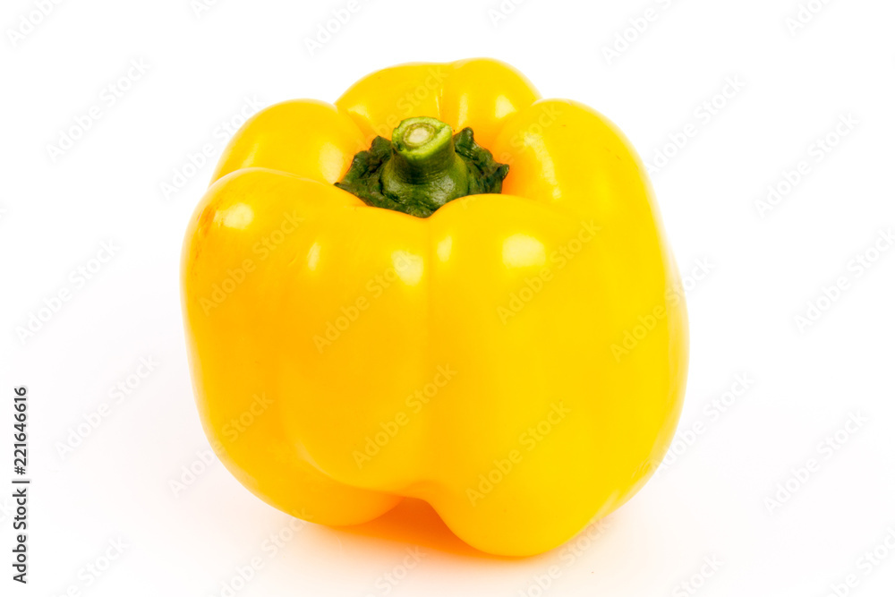 Yellow bell pepper isolated on white background
