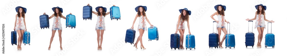Woman going to summer vacation isolated on white Woman going to summer vacation isolated on white