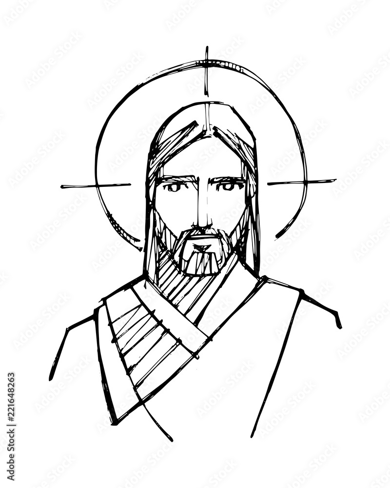 Jesus Christ face illustration Stock Vector | Adobe Stock