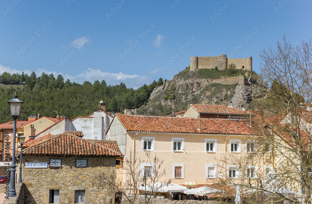 Castle on top of the hill in Aguilar de Campoo, Spain