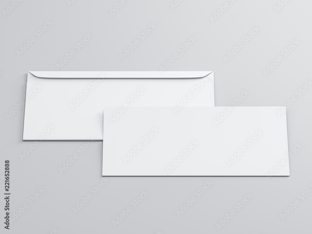 White envelope with invitation card or letter mockup on gray background White envelope with invitation card or letter mockup on gray background
