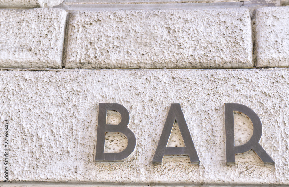 Old bar sign in Rome Italy with copy space Old bar sign in Rome Italy with copy space