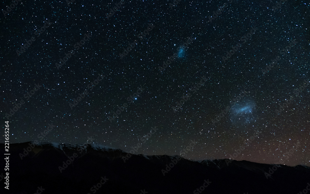 Amazing Starry night at Lake Rotoiti. Milky way and the galaxy. Nelson Lake National Park, New Zealand.