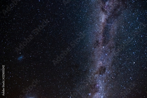 Long exposure shot of Milky way and the galaxy. Starry night. High ISO photography.