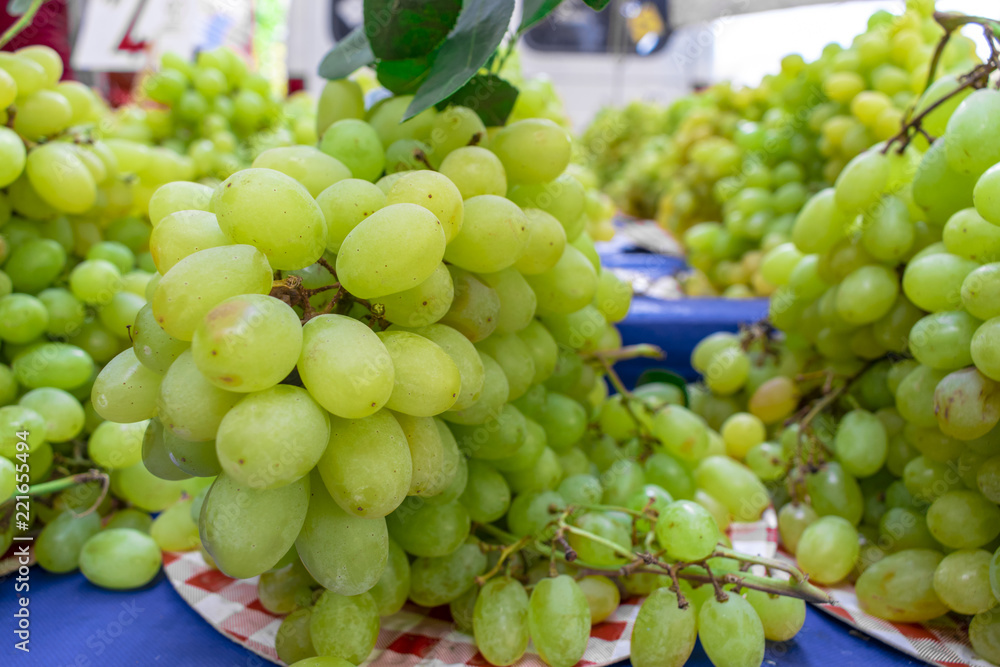 Green grapes closeup view Green grapes closeup view