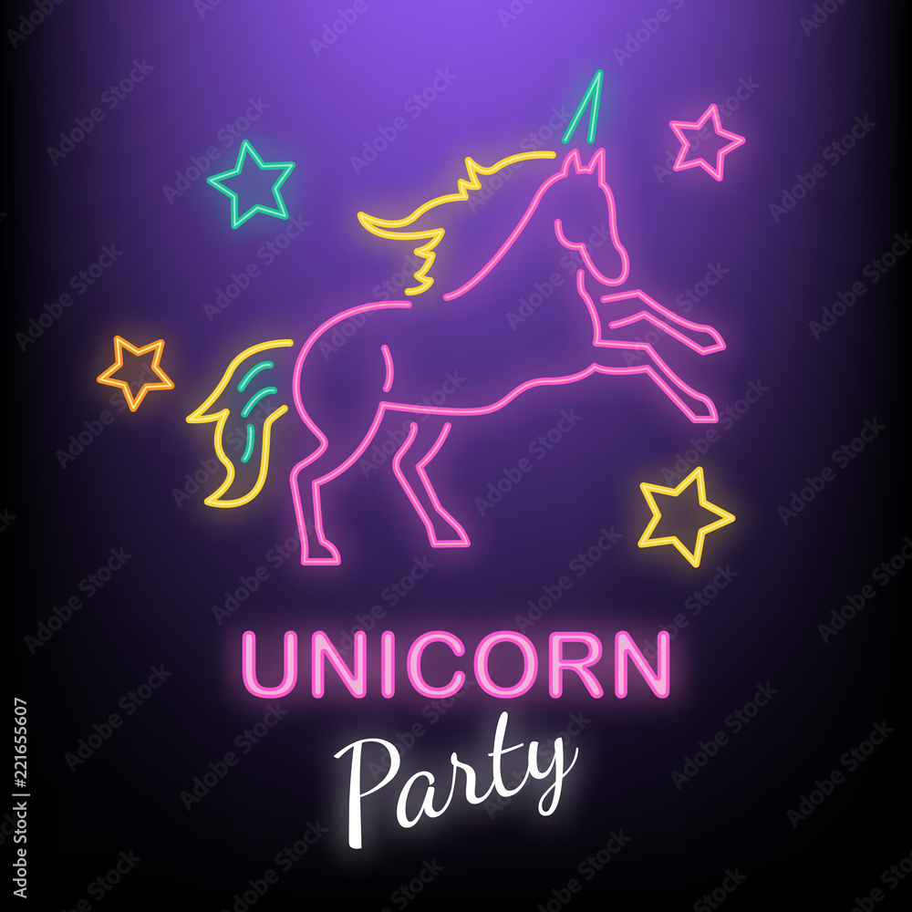 unicorn party neon logo unicorn party neon logo