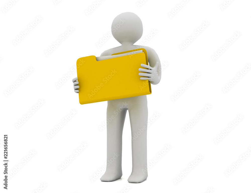 3d people - human character and folder. 3d render illustration 3d people - human character and folder. 3d render illustration