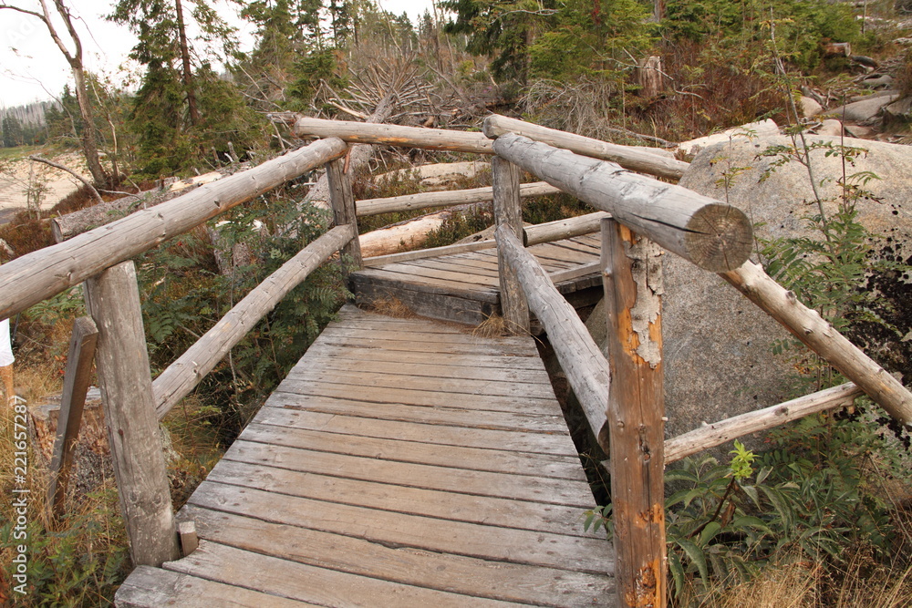 krumme Holzbrücke