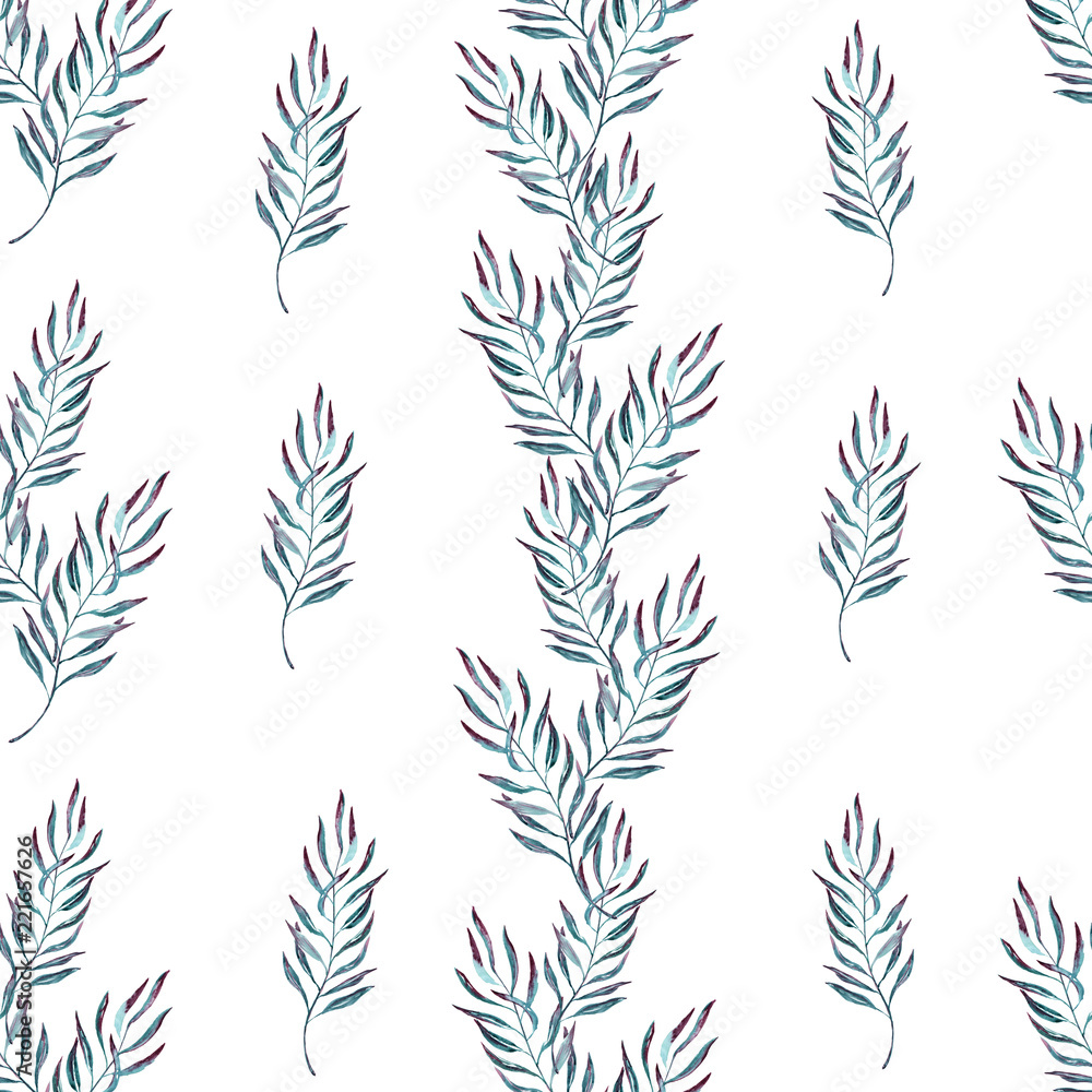 Trendy illustration with pattern tropic watercolour. Exotic hand painted leaves seamless pattern. Tropical background pattern for your design. Trendy illustration with pattern tropic watercolour. Exotic hand painted leaves seamless pattern. Tropical background pattern for your design.