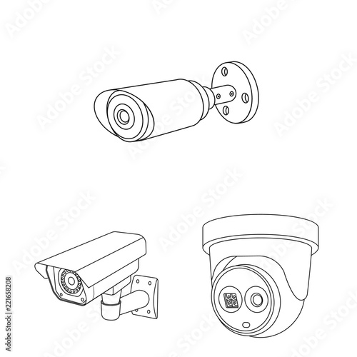 Vector illustration of cctv and camera icon. Set of cctv and system stock vector illustration.